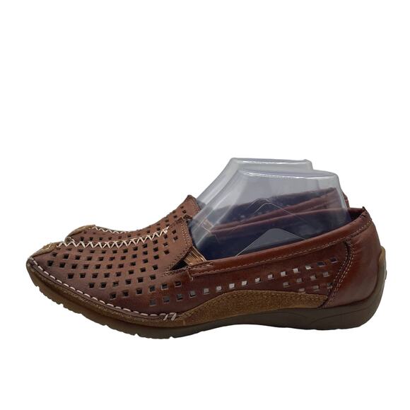 Rieker Anti Stress Loafers Leather Brown Perforated Slip On Mens 40 7.5 main image 9